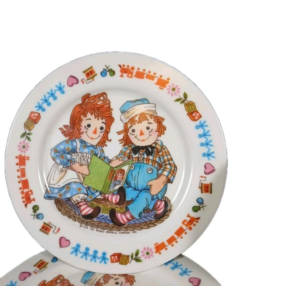 Vintage Oneida Plates 1969 The Bobbs Raggedy Ann & Andy 5 Plates & 3 Bowls